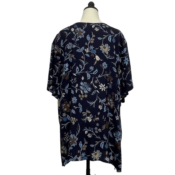 Capistrano Essentials V-neck Button-up Blue Floral Print Size 26/28 - Picture 7 of 9